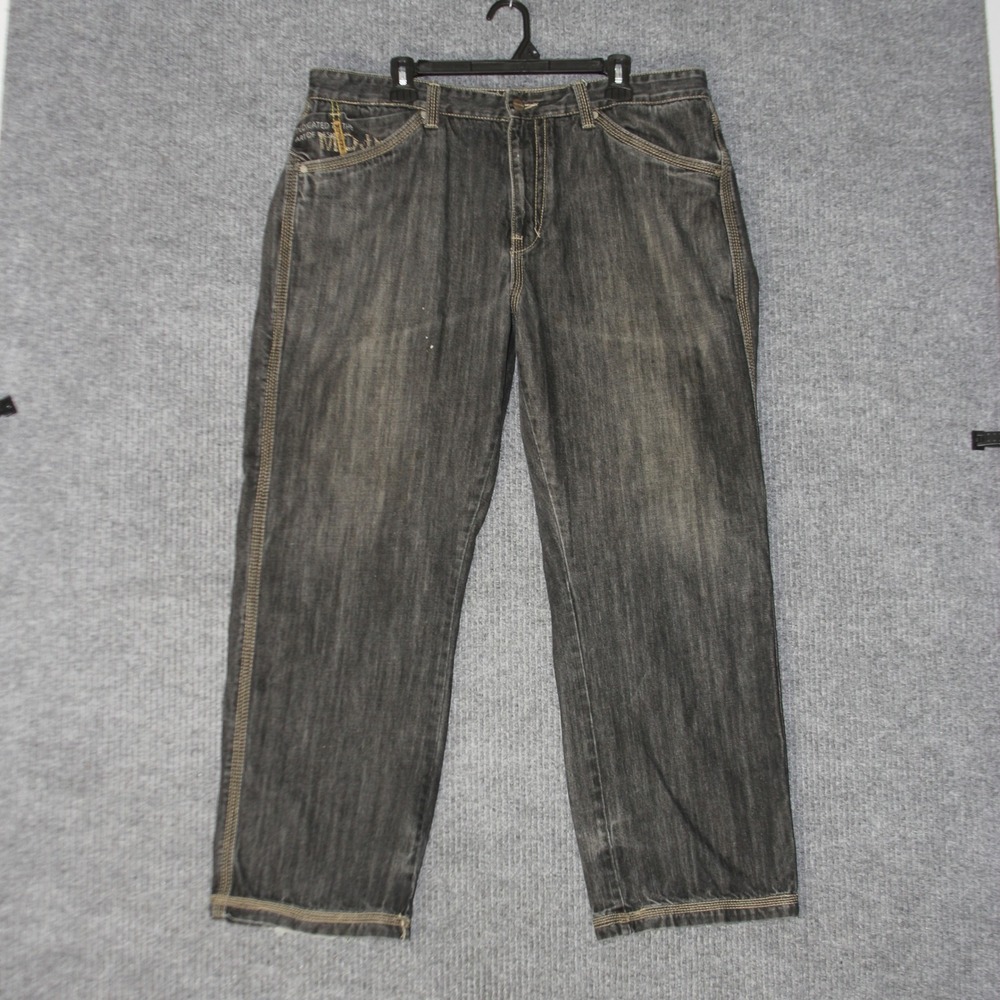 Mojeans Baggy Jeans Mens 40x31 Black Denim Skulls Y2K Streetwear Skater
